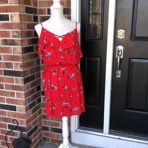 Charlotte‎ Russe Red Floral Summer Dress